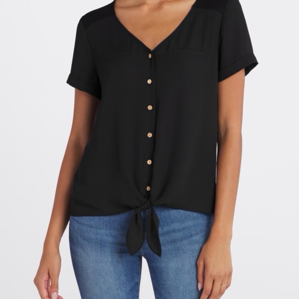 Elegant Black Button-Front Women's Blouse